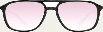 Barton Perreira Mens Double-Bridge Acetate Aviator Sunglasses