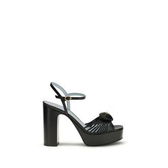 Valentino Garavani Black Goatskin Platform Womens Sandals