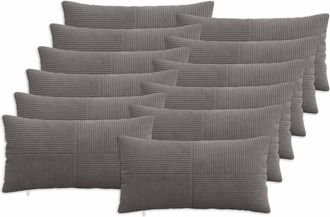 vidaXL Funda De Almohada 12 Pcs Almelo Gris Oscuro 40 X 80 Cm Pana Vidaxl