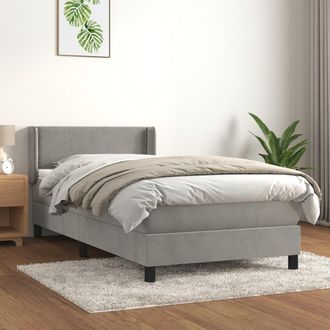 vidaXL Vidaxl - Cama Box Spring Con Colch&oacute;n Terciopelo Gris Claro 100x200 Cm