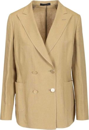 Sartoria Latorre Double-Breasted Linnen Blazer - Dames - Blazers - Beige - 2XS - Linnen - Jassen