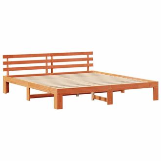 Berkfield Home Pine Wood Bed Frame Wax Brown Solid Wood 200 x 200 cm