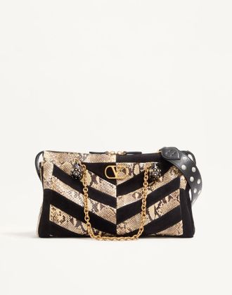 Valentino Garavani Valentino Garavani Panthea Python And Suede Chevron Motif Shoulder Bag Wo