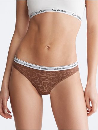 Calvin Klein Womens Modern Logo Lace Bikini - Brown - XS