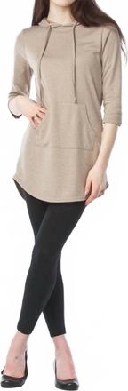 Papillon Quarter Sleeve Hoody Dress In Taupe