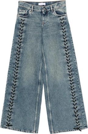 Stella McCartney Wijde Pijpen Jeans met Veterdetail - Dames - Loose Fit Jeans - Blauw - W27 - Katoen - Jeans