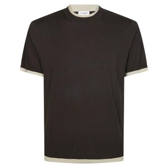 Paolo Pecora T-Shirts, male, Brown, Size: XL Maglia GC Bordi Contrasto