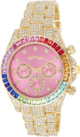American Exchange x Ed Hardy Crystal Bracelet Watch, 40mm in Shiny Gold at Nordstrom Rack