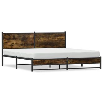 Berkfield Home Metal Bed Frame without Mattress Smoked Oak 180x200 cm Super King in Brown
