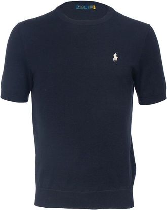 Polo Ralph Lauren Truien & Vesten, Heren, Blauw, 2Xl, Katoen, Ronde hals gebreid met korte mouwen