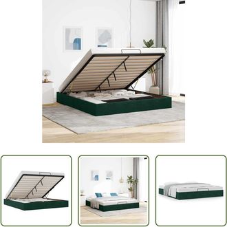 vidaXL Vidaxl Estructura De Cama Otomana Sin Colch&oacute;n Verde Oscuro 180x200 Cm