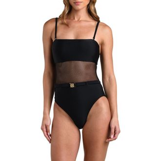 L'agence Tory Belted One-Piece Swimsuit in Black at Nordstrom, Size X-Large