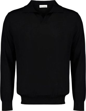 Autore Maglia Polo Stewart In Lana Merino - Heren - Ronde hals truien - Zwart - L - Wol - Truien & Vesten