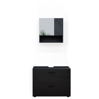 Vicco Set mobili bagno Irma, Antracite lucido, 2 parti