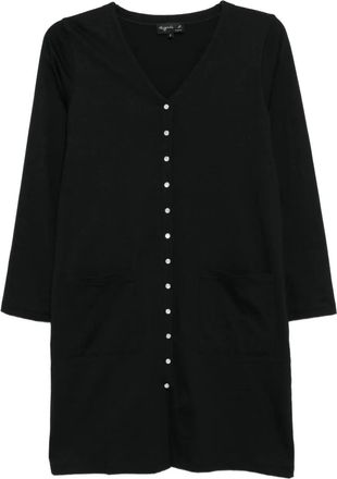 agn&egrave;s b. v-neck cotton cardigan dress - women - Cotton - 3 - Black