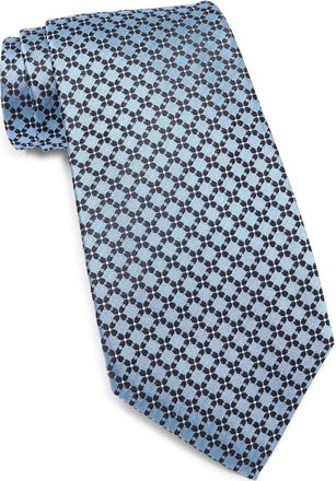 Ermenegildo Zegna Grid Silk Tie in Br Blu Fan at Nordstrom