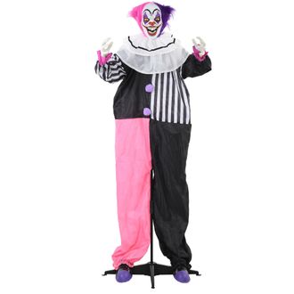 HOMCOM Halloween Clown Animatronic Prop with Light Up Eyes - for Indoor Outdoor | TJ Hughes Multi