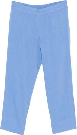 Ermanno Scervino Broek met elastische tailleband - Dames - Vrijetijds broeken - Blauw - S - Linnen - Broeken