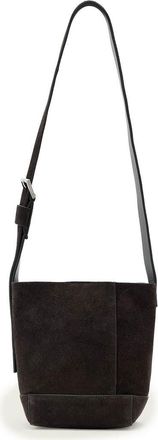 AllSaints Mini Alba Suede Crossbody Hobo Bag in Bitter Brown at Nordstrom