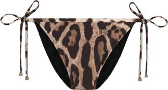 Dolce & Gabbana leopard-print bikini bottom - women - Nylon/Elastane/Elastane/Nylon - 2 - Brown