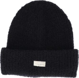 Paolo Pecora Geribbelde muts - Heren - Accessoires - Blauw - Maat: M Zijde