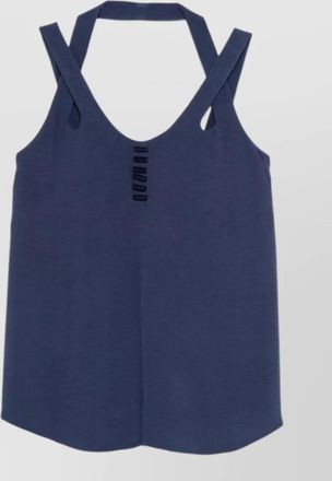 Emporio Armani halterneck top button detail v neckline