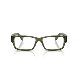 Prada 0pr B09v Translucent Olive Green Acetate Rectangular Eyeglasses