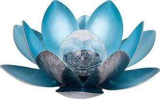 OEM L&aacute;mpara Solar Exterior Con Forma De Flor De Loto Para Decoraci&oacute;n De Jard&iacute;n - Plateada/azul - Metal - 27,5 Cm De Di&aacute;metro