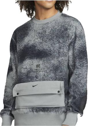 Nike Mens Nike Tie Dye Pocket Round Neck Long Sleeves Gray DQ3508-084