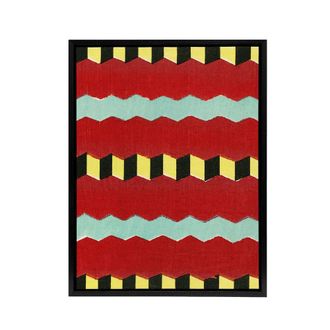 Artery8 Shima Zig Zag Textile Patterns Framed Canvas Wall Art Print Furuya Korin in Red | Size: W24 x H32