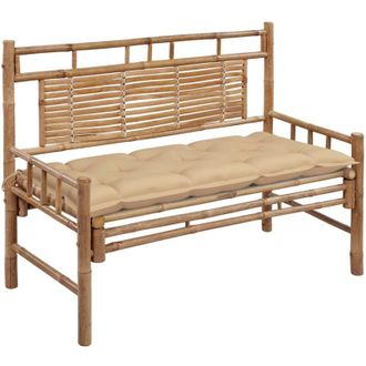 vidaXL Panchina da Giardino con Cuscino 120 cm in Bamb&ugrave; vidaXL