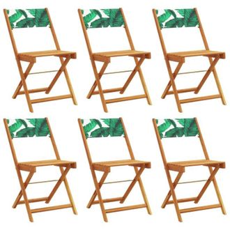 vidaXL Vidaxl - Sillas De Jard&iacute;n Reclinables 6 Uds Madera Maciza Y Tela Verde
