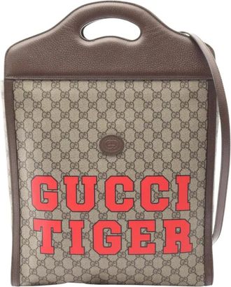 Gucci 2016-2025 GG Supreme Tiger Web satchel - Marrone
