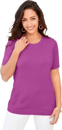 Jessica London Fine Gauge Crewneck Knit Shell in Deep Orchid at Nordstrom, Size 16