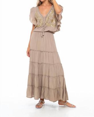 Skemo Evening Sequin Maxi Dress In Brown
