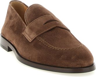 Brunello Cucinelli Mens Brown Calfskin Slip-On Loafers