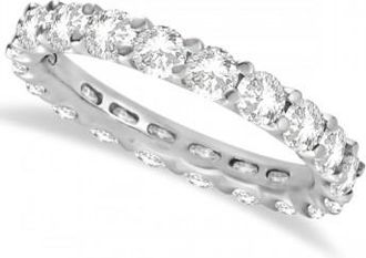Allurez Round Moissanite Eternity Ring Anniversary Band 14K White Gold 3.00ctw