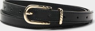 Ernest W. Baker Mens Gold-tone D buckle slim leather belt