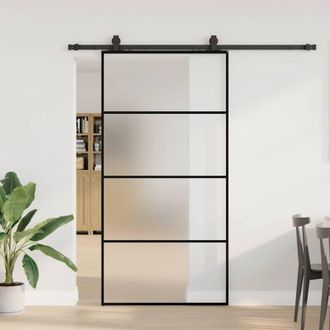 vidaXL Vidaxl - Puerta Corredera Set Herrajes Negra 102,5x205 Cm Esg Vidrio
