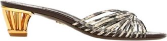 Ferragamo Aryana Cage Heel Leather Sandals, Size 7 C