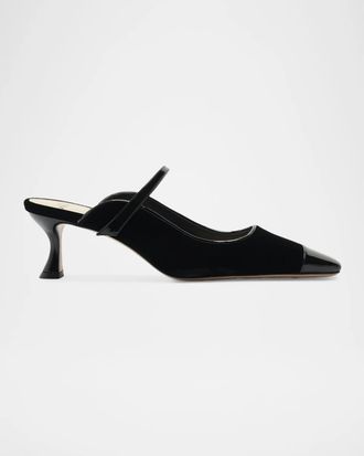 Alexandre Birman 60mm Tita Wave Velvet Mule Pumps