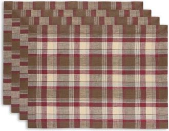 Solino Home Linen Placemats Set of 4, 14 x 19 Inch for Dining Table, Holiday and Everyday Table Decor - Rustic Plaid in Rustic Multicolor at