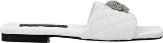 Philipp Plein Sandalen Flat Crystal Skull - Dames - Sandalen - Wit - 35 EU - Leer - Schoenen