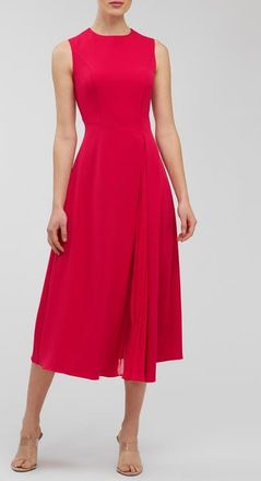 Kay Unger Elliot Chiffon Pleat Detail Cocktail Dress in Lipstick at Nordstrom, Size 18