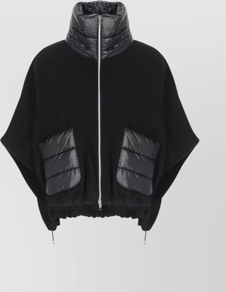 Herno wool and cashmere poncho with drawstring hem