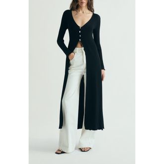 Scalpers Buttons Long Knit Cardigan in Black at Nordstrom, Size Medium Eu