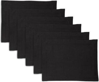 Solino Home Linen Placemats Set of 4, 14 x 19 Inch for Dining Table, Holiday and Everyday Table Decor - Sonoma in Black at Nordstrom, Size Medium