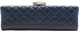 Chanel Pre-owned Quilted Clutch - Dames - Vintage Clutch - Blauw - ONE Size - Leer - Vintage