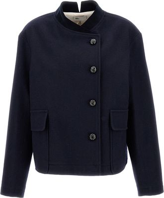 Sibel Saral Classic Blue Jacket With Front Zipper Closure
