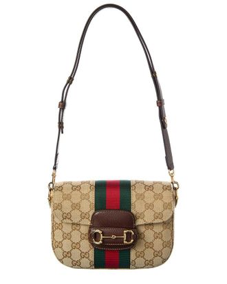Gucci Horsebit 1955 Gg Canvas & Leather Shoulder Bag